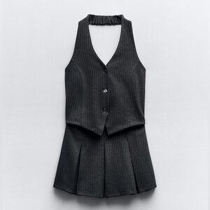 Zara vest dress w box pleat skirt NWT